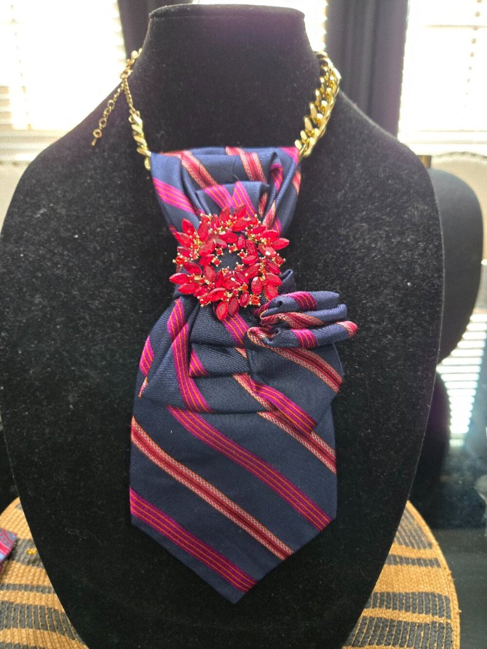 Decorative Necklace Tie with Brooch